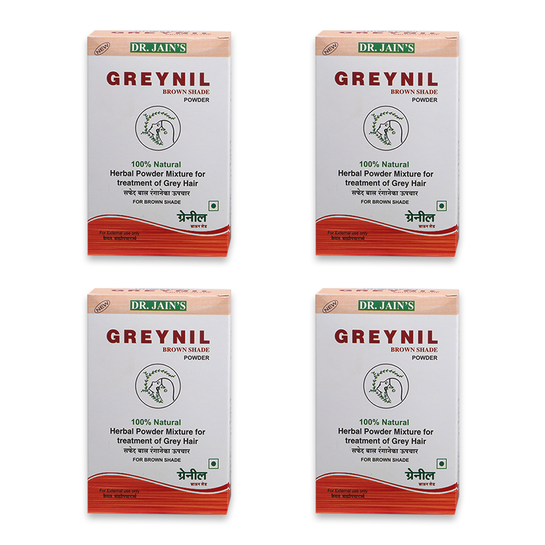 Greynil Brown Shade Powder -100g Pack Of 4 Free Keshika Hair Oil 50ML