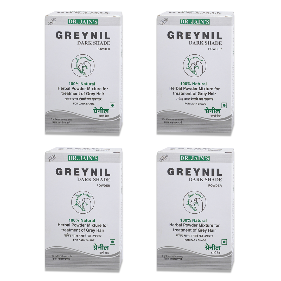 Greynil Dark Shade Powder (100g) Pack Of 4 Free Keshika Hair Oil 50ML